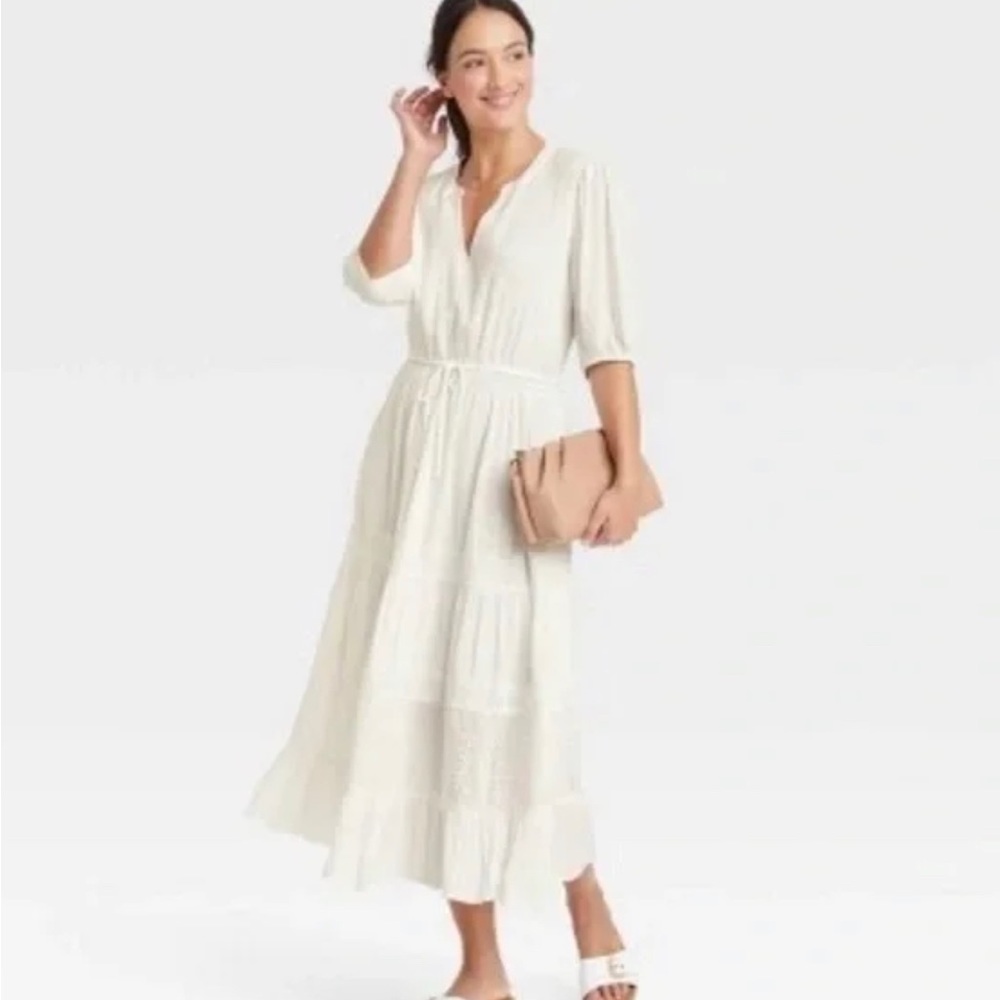 Knox Rose 3/4 Sleeve Eyelet Dress NWOT